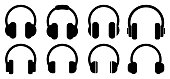 Headphones icons set. Music sign