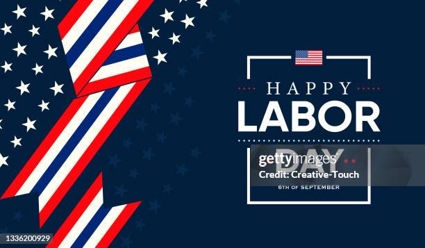 happy us labor day card - american flag banner stock illustrations