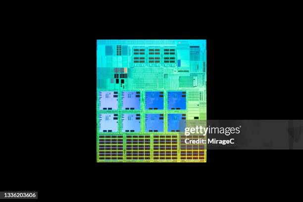 a single semiconductor chip from diced semiconductor wafer - computerchip stock-fotos und bilder