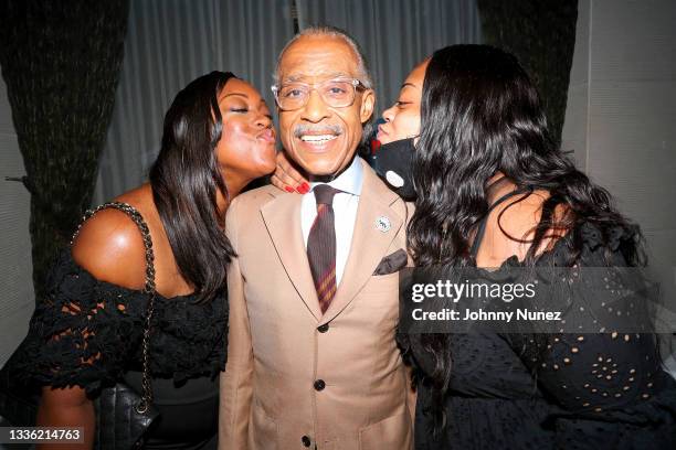 Dominique Sharpton, Al Sharpton, and Ashley Sharpton celebrate a decade of "PoliticsNation With Al Sharpton" on August 24, 2021 in New York City.