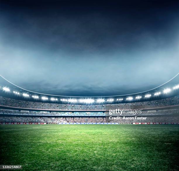 stadium illustration - soccer field empty night imagens e fotografias de stock