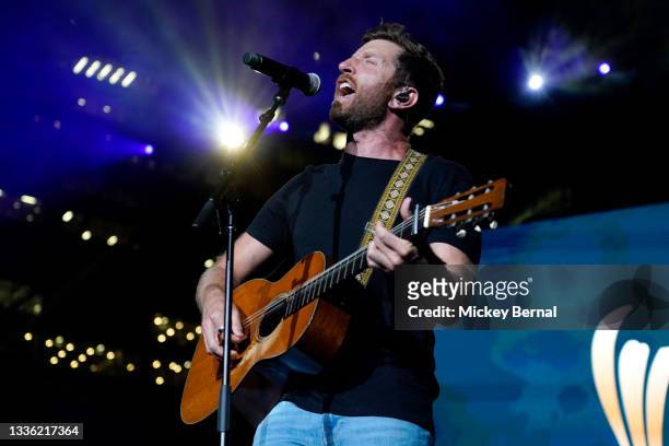 Brett Eldredge performs onstage at the 2021 ACM Party For A Cause at Ascend Amphitheater on August 24, 2021 in Nashville, Tennessee.