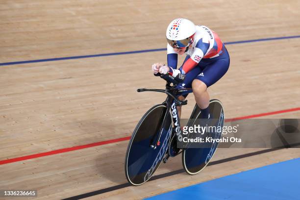 Crystal Lane-Wright of Team Great Britain competes in the track cycling Women's C5 3000m Individual Pursuit Final on day 1 of the Tokyo 2020...