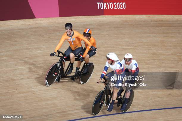 Gold medal winners Tristan Bangma and pilot Patrick Bos of Team Netherlands and silver medal winners Stephen Bate and pilot Adam Duggleby of Team...
