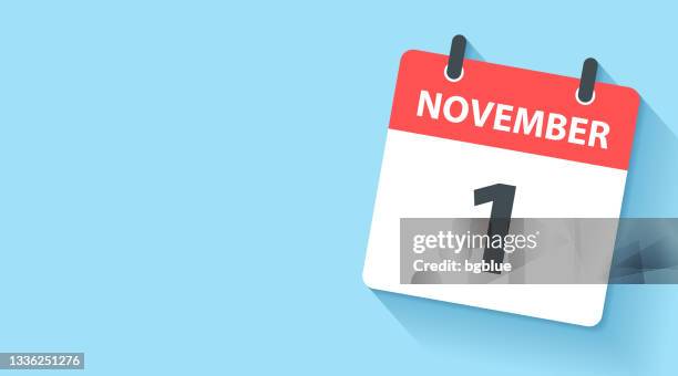 illustrazioni stock, clip art, cartoni animati e icone di tendenza di 1 novembre - icona calendario giornaliero in stile design piatto - novembre