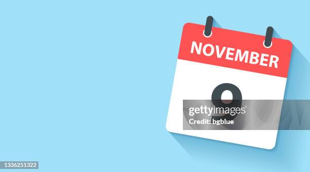 stockillustraties, clipart, cartoons en iconen met november 9 - daily calendar icon in flat design style - getal 9