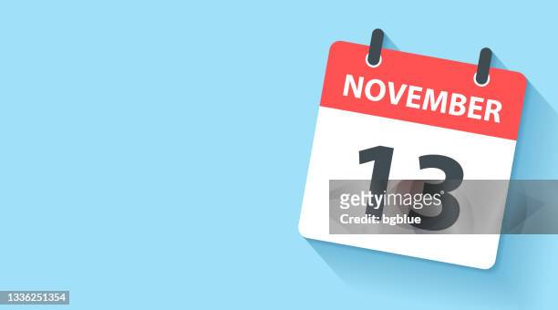 november 13 - daily calendar icon in flat design style - november 2019 stock illustrations