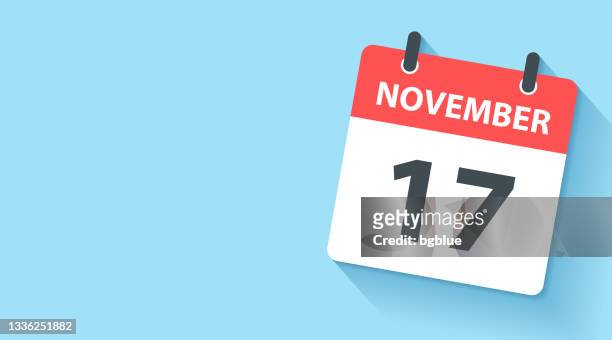 november 17 - daily calendar icon in flat design style - november 2019 calendar stock illustrations