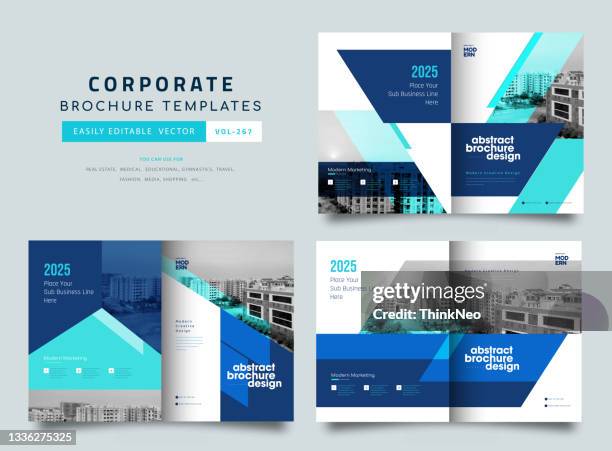 illustrazioni stock, clip art, cartoni animati e icone di tendenza di business flyer corporate flyer template set forma geometrica flyer abstract blue concepts - investment brochures