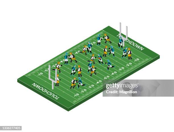 ilustraciones, imágenes clip art, dibujos animados e iconos de stock de isométrica de fútbol americano - american football pitch