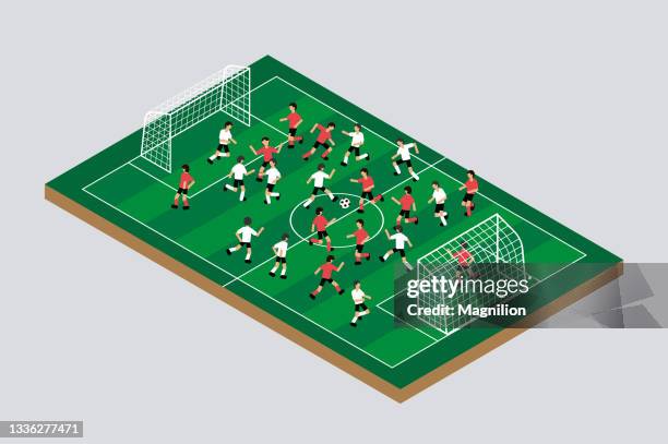 soccer isometric vector - soccer competition stock illustrations