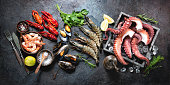 Variety of fresh delicious seafood