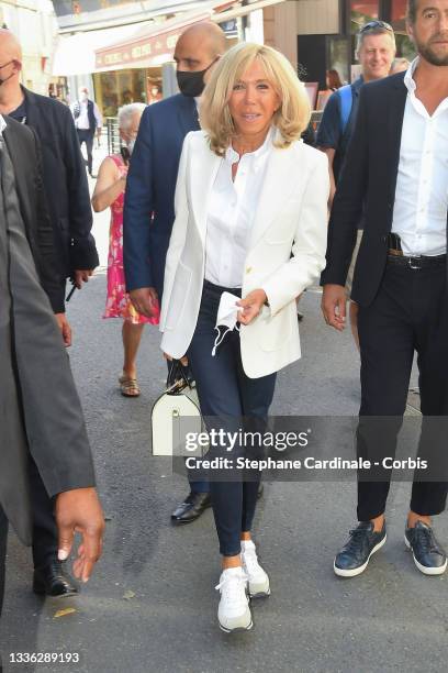 Brigitte Macron attends the 14th Angouleme French-Speaking Film Festival - Day Two on August 25, 2021 in Angouleme, France.