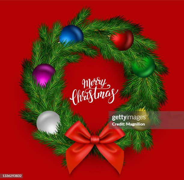 christmas wreath with red bow - christmas wreath transparent stock illustrations