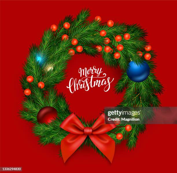 christmas wreath with red bow - christmas wreath transparent stock illustrations
