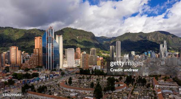 beautiful aerial shot of bogota, colombia - national library of colombia stockfoto's en -beelden