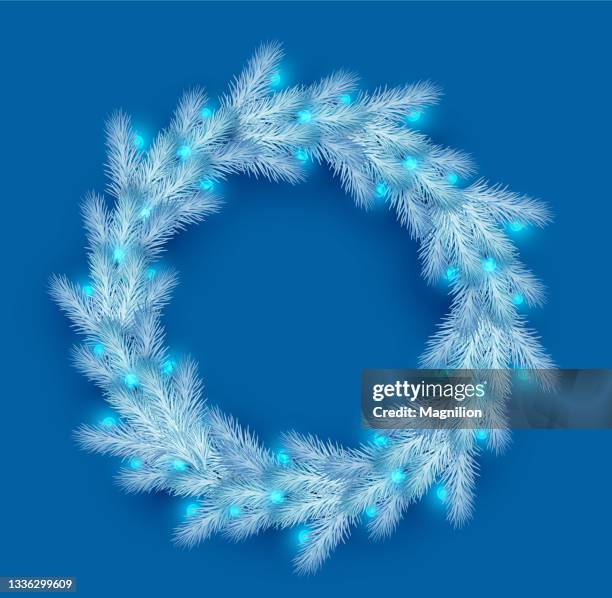 christmas wreath with garland - garland stock illustrations