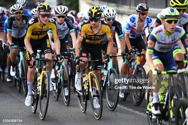 Sam Oomen of Netherlands and Primoz Roglic of Slovenia and Team Jumbo - Visma during the 76th Tour of Spain 2021, Stage 11 a 133,6km stage from...