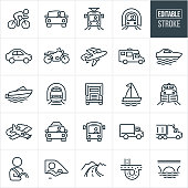 Transportation Thin Line Icons - Editable Stroke