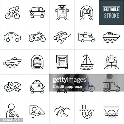 Transportation Thin Line Icons - Editable Stroke Transportation Thin Line Icons - Editable Stroke