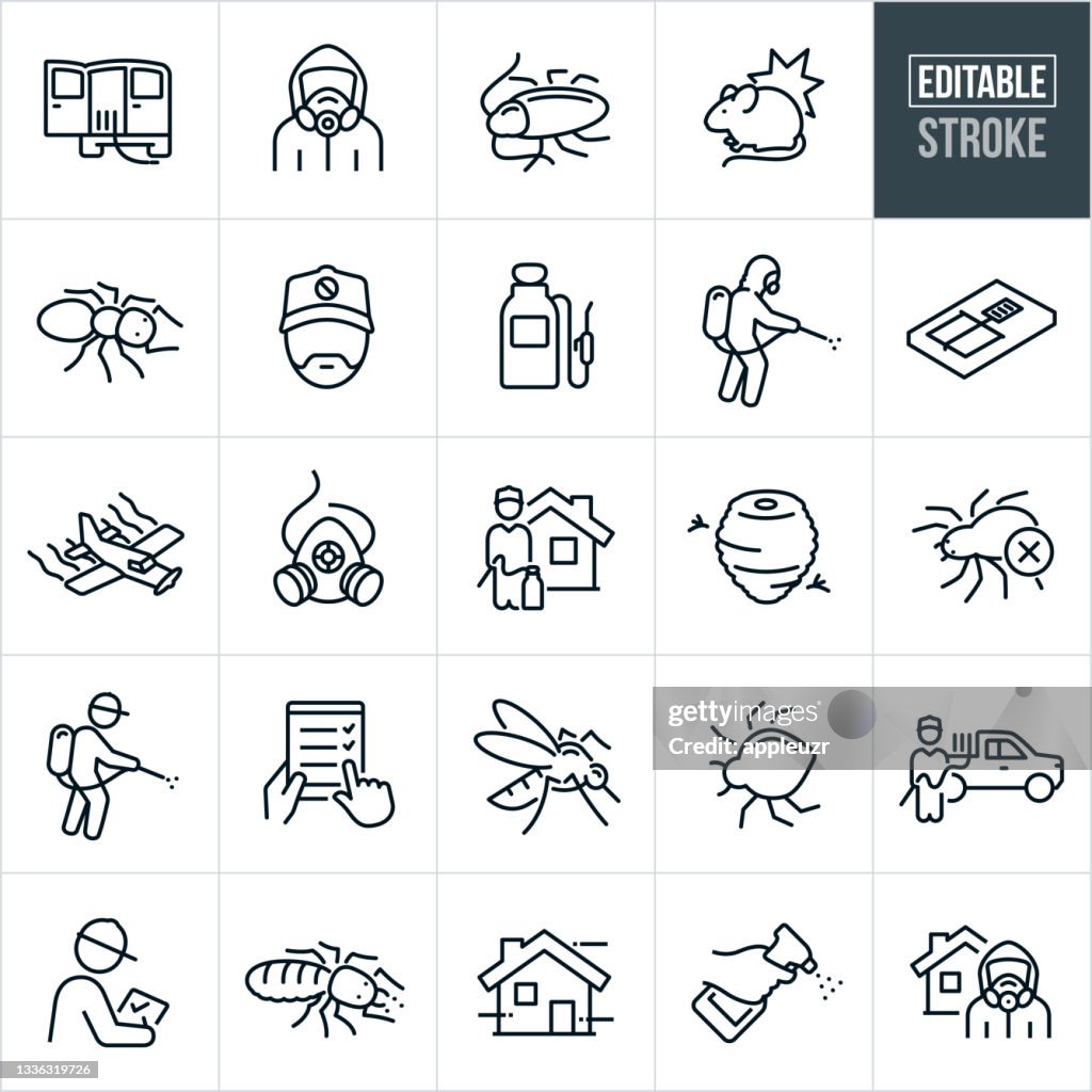 Pest Control Thin Line Icons - Editable Stroke