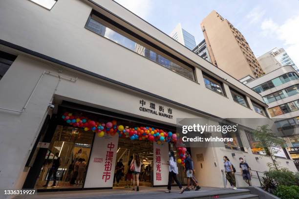 central market in hong kong - stadscentrum hongkong hongkong stockfoto's en -beelden
