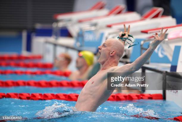 Rowan Crothers of Team Australia reacts following his Men's 50m Freestyle - S10 heat at the Tokyo Aquatics Centre on day 1 of the Tokyo 2020...