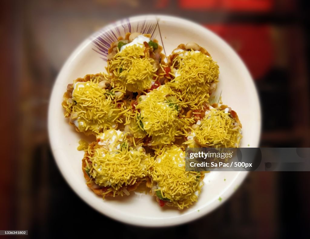 High angle view of food in bowl on table