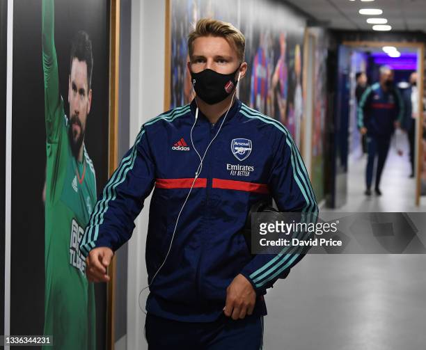 Martin Odegaard of Arsenal before the Carabao Cup second round match between West Bromwich Albion and Arsenal at The Hawthorns on August 25, 2021 in...