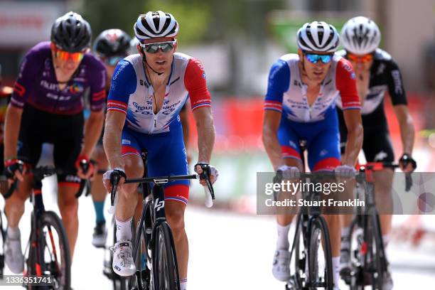 Arnaud Demare of France and Team Groupama - FDJ crosses the finishing line during the 76th Tour of Spain 2021, Stage 11 a 133,6km stage from...