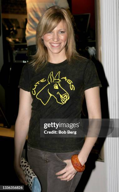 American singer-songwriter, pianist, record producer and actress Debbie Gibson poses for a portrait at the Opening of the new Levi's Beverly Hills...