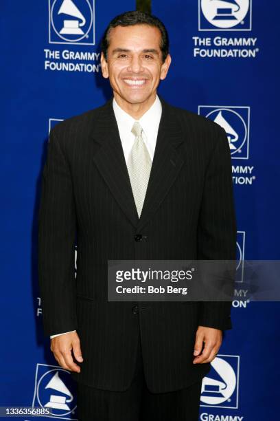 American politician who served as the 41st Mayor of Los Angeles from 2005 to 2013 Antonio Villaraigosa, arrives at the GRAMMY Foundation's A Starry...
