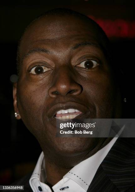 American musician, singer, record producer, entrepreneur, and television personality Randy Jackson poses for a portrait as he arrives at the Opening...