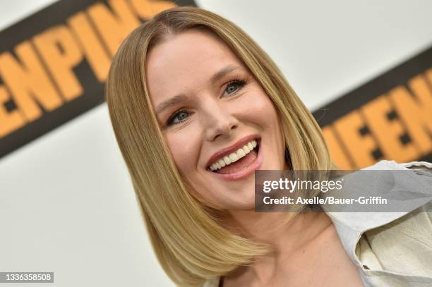 Kristen Bell attends the Photocall for STX's "Queenpins" at Four Seasons Hotel Los Angeles at Beverly Hills on August 25, 2021 in Los Angeles,...