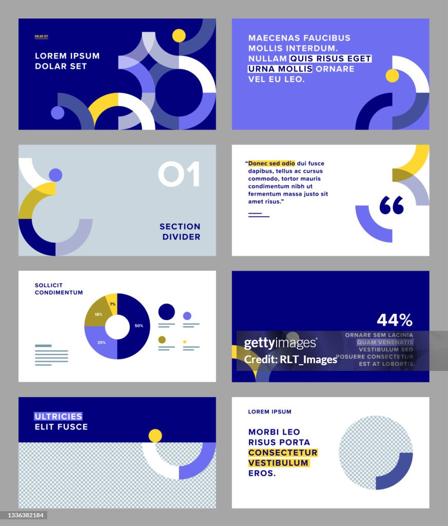 Presentation design template with modern geometric graphics