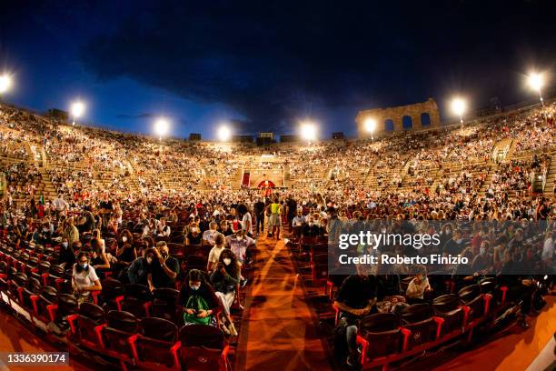 General view of the Arena di Verona before the Carmen Consoli concert on August 25, 2021 in Verona, Italy.