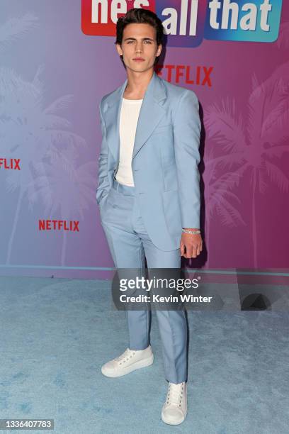 Tanner Buchanan attends Netflix's premiere of "He's All That" at NeueHouse Los Angeles on August 25, 2021 in Hollywood, California.
