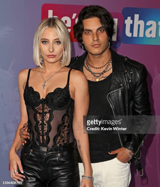 Vanessa Dubasso and Samuel Larsen attend Netflix's premiere of "He's All That" at NeueHouse Los Angeles on August 25, 2021 in Hollywood, California.