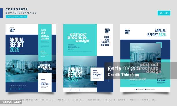 vector brochure flyer design layout template set - business meeting stock illustrations