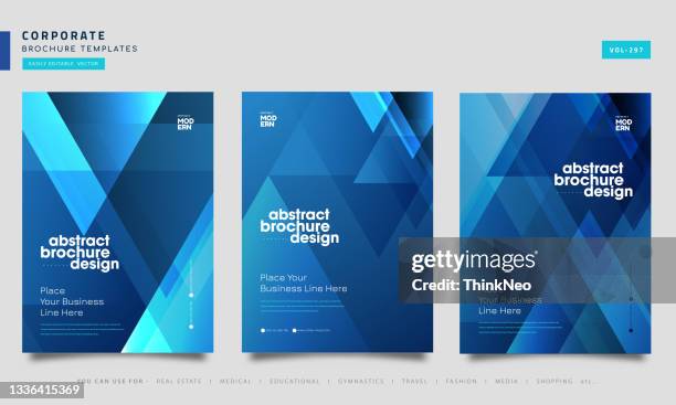 collection of cover design for presentations and advertising, creative layout of booklet cover, catalog, flyer, fashionable background - blank pamphlet stock illustrations