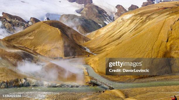 zone géothermique de hveradalir à kerlingarfjoll, islande. - paysage volcanique photos et images de collection