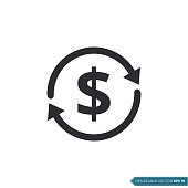 Dollar Money Currency Icon Vector Template Flat Design