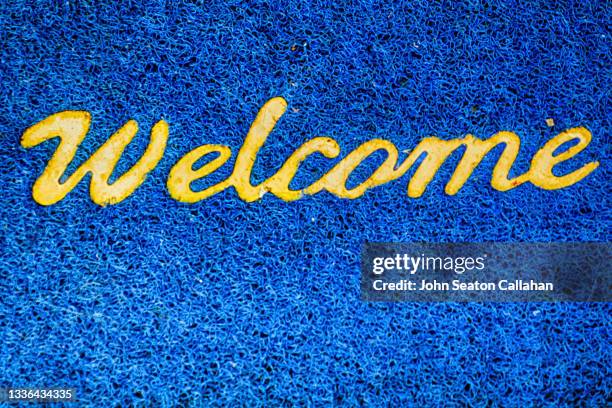 singapore, welcome mat - door mat stock-fotos und bilder