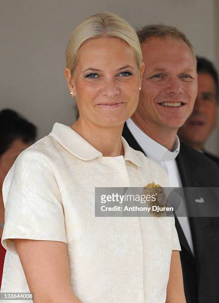 Crown Princess of Norway Mette-Marit attends a ribbon cutting ceremony at Kronprinsesse Mette-Marits Kirke, Scandinavian Church & Center on November...
