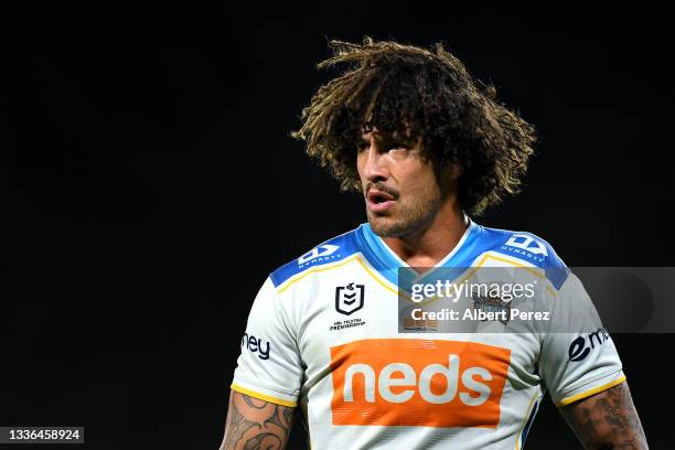 Kevin Proctor of the Titans looks on during the round 24 NRL match between the Newcastle Knights and the Gold Coast Titans at Sunshine Coast Stadium,...