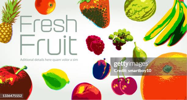 fresh fruit poster - nectarine stock illustrations