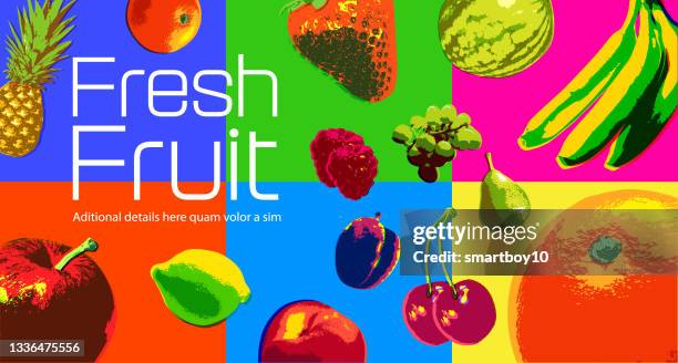 poster für frisches obst - cherry stock-grafiken, -clipart, -cartoons und -symbole