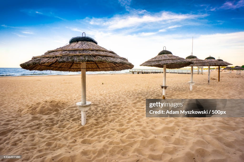 Panoramic view of beach against sky,Sopot,Poland
