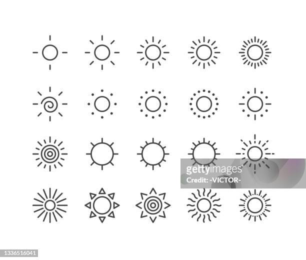 ilustraciones, imágenes clip art, dibujos animados e iconos de stock de iconos del sol - serie de la línea clásica - luz del sol