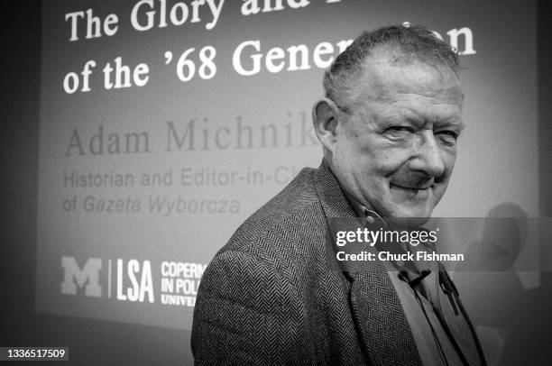 Portrait of Polish historian, newspaper editor, activist, and former politician Adam Michnik at the University of Michigans Copernicus Center for...